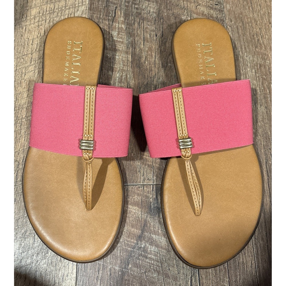 Italian Shoemakers Briley Elastic Thong Sandals in Hot Pink Comfy size 7.5